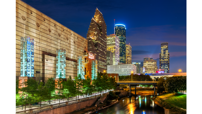 Buffalo Bayou, Houston Skyline, Texas, America