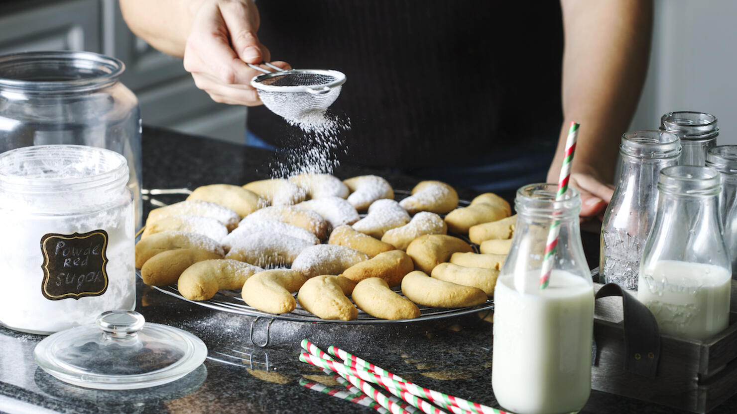 Making a Traditional Christmas cookies "Vanilla crescents"