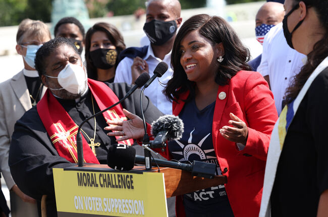 Activists Hold Petition Delivery Urging Lawmakers To End Filibuster And Protect Voting Rights