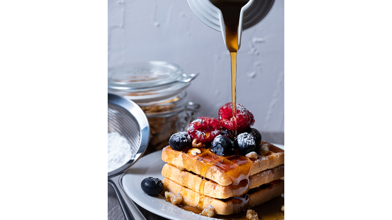 Close-up of pancakes on table,Urbania,Marche,Italy