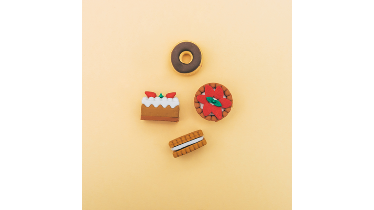 sweet food. minimal flat lay.