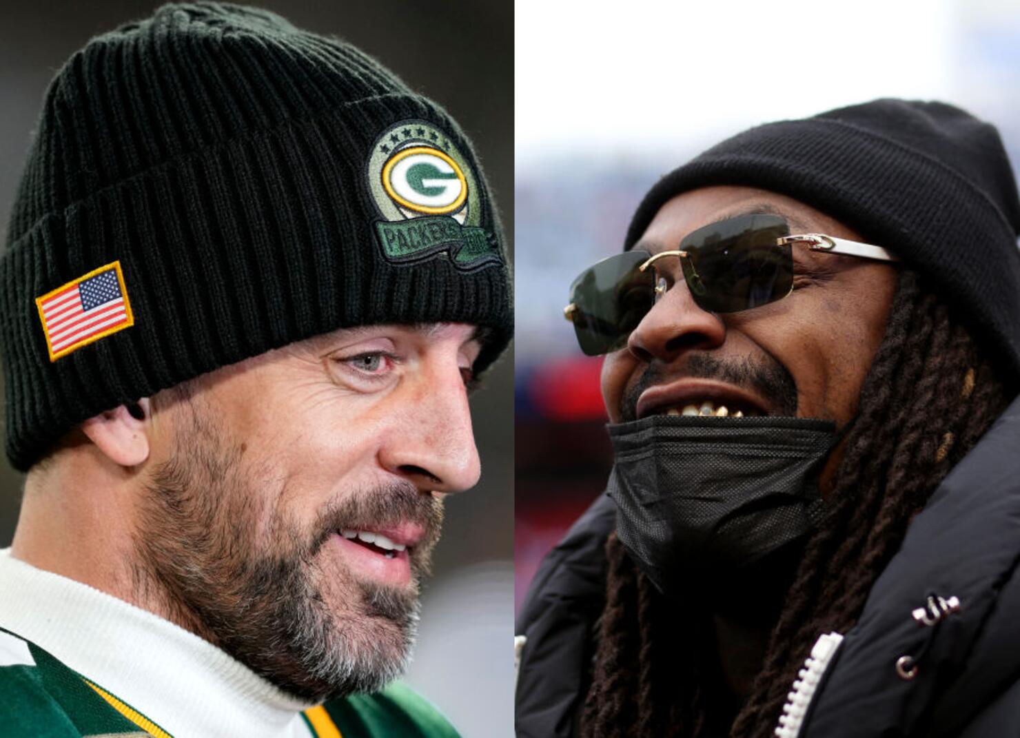 Aaron Rodgers rocks Marshawn Lynch jersey in Prime's TNF promo