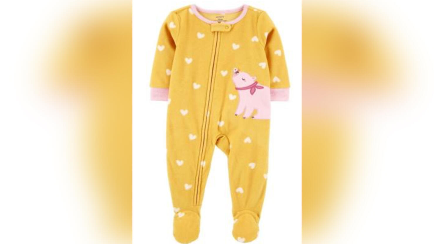 Infant’s Yellow Footed Fleece Pajamas with Animal Graphic