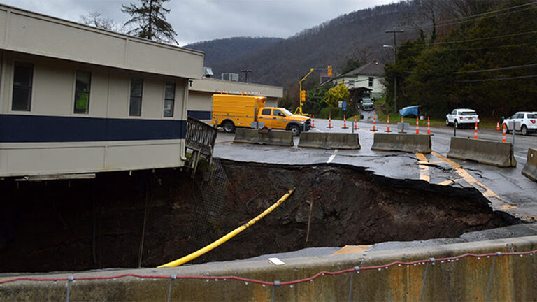 Sinkhole in Hinton, West Virginia