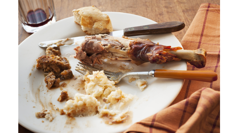 Studio shot of turkey leg with potatoes