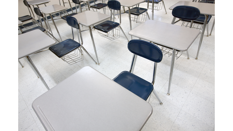 Desks in a Classroom
