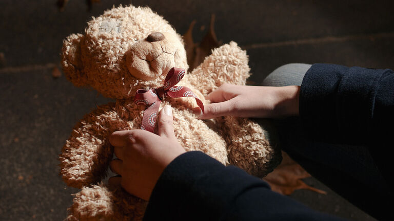 Teddy bear in the night park