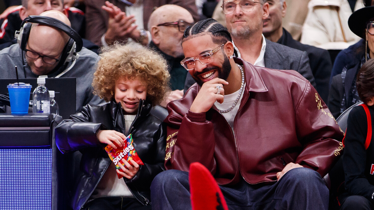 Drake and Son Adonis Attend Raptors Game, Outfit Details