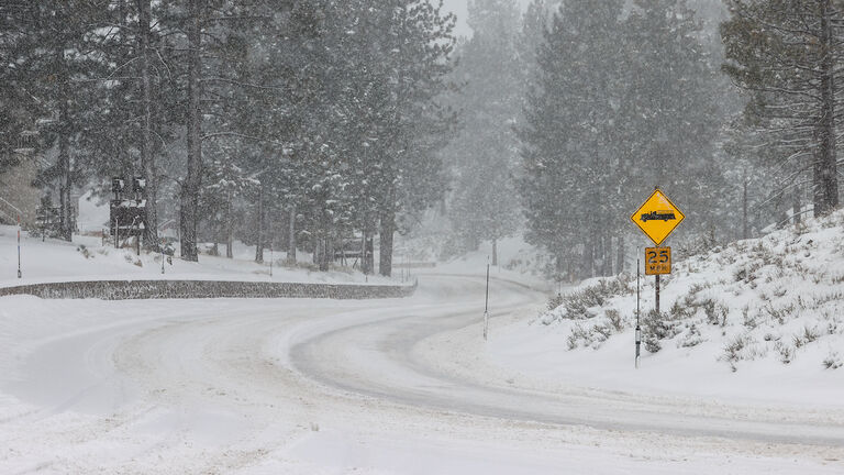 Snow storm hits Lake Tahoe, California and Nevada mountains