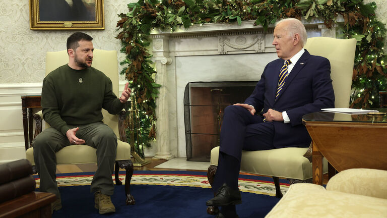 President Biden Meets With Ukrainian President Volodymyr Zelensky In The Oval Office Of White House