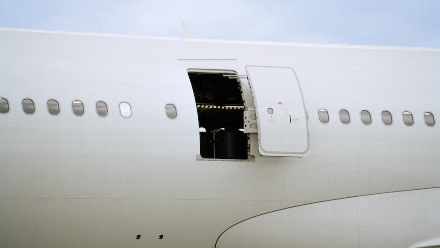 Open door of airplane