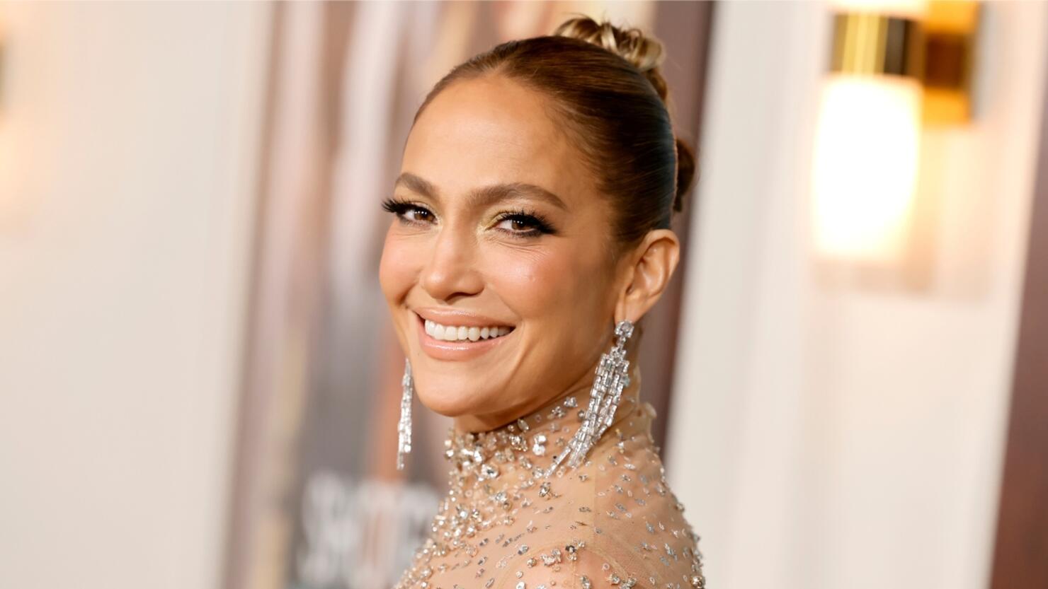 Jennifer Lopez Stuns In Fully Sheer Dress With Massive Yellow Bow Iheart
