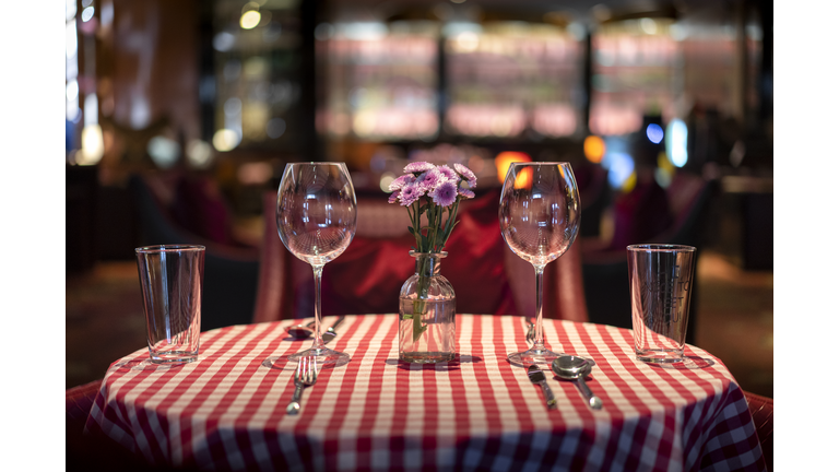 Dining table in the luxury restaurant