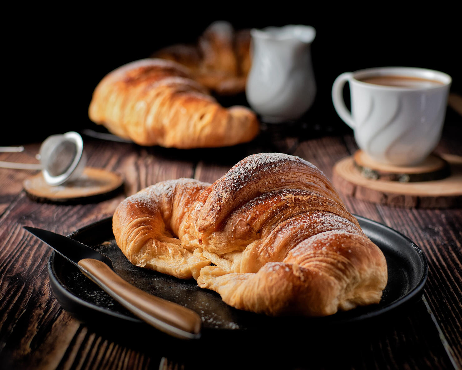 Close-up of croissant with croissants on table,Loranca,Spain