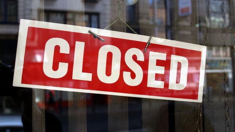 Closed sign in shop window