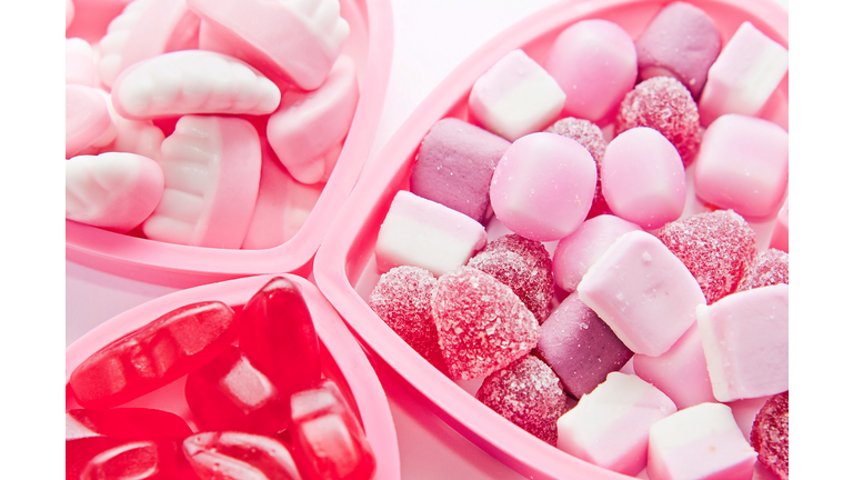 Pink candies and hearts
