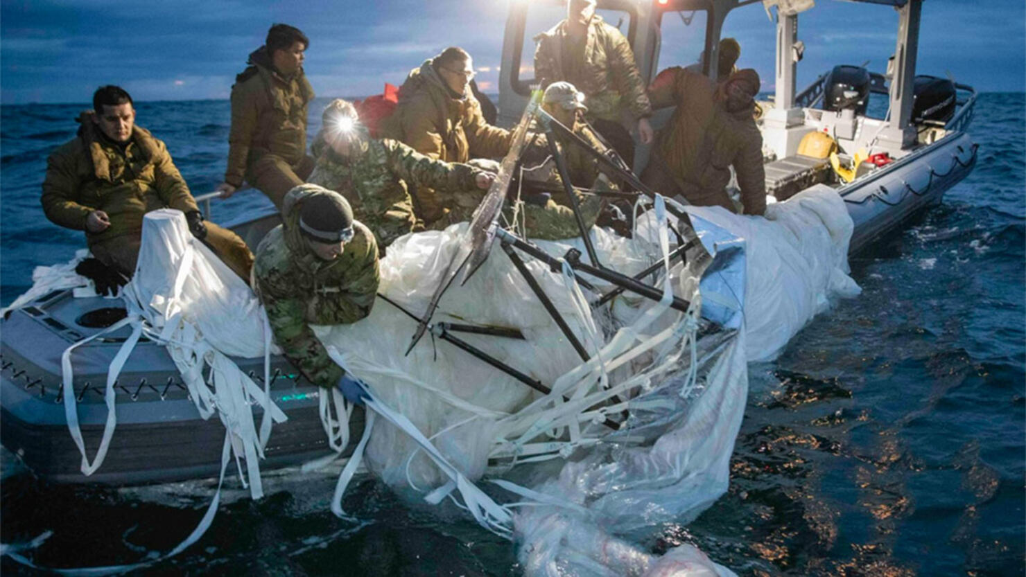 Sailors Recover a Chinese Spy Balloon