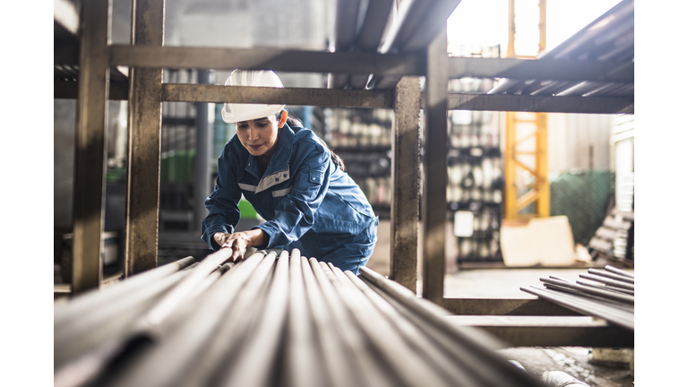 Female Steel Factory Worker at work