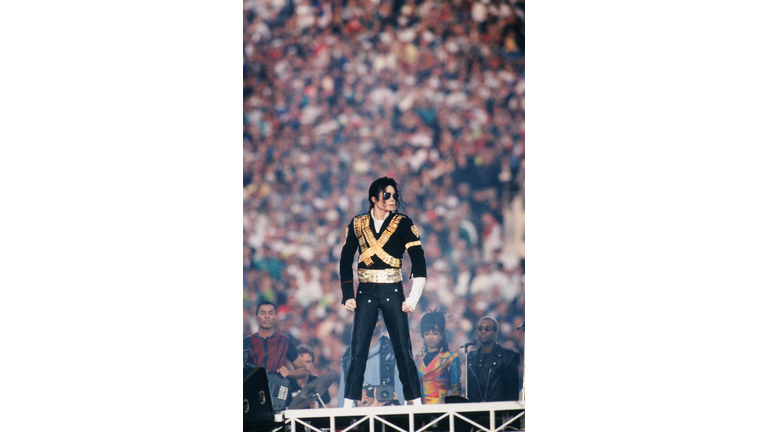 Singer Michael Jackson Performs at Superbowl XXVII