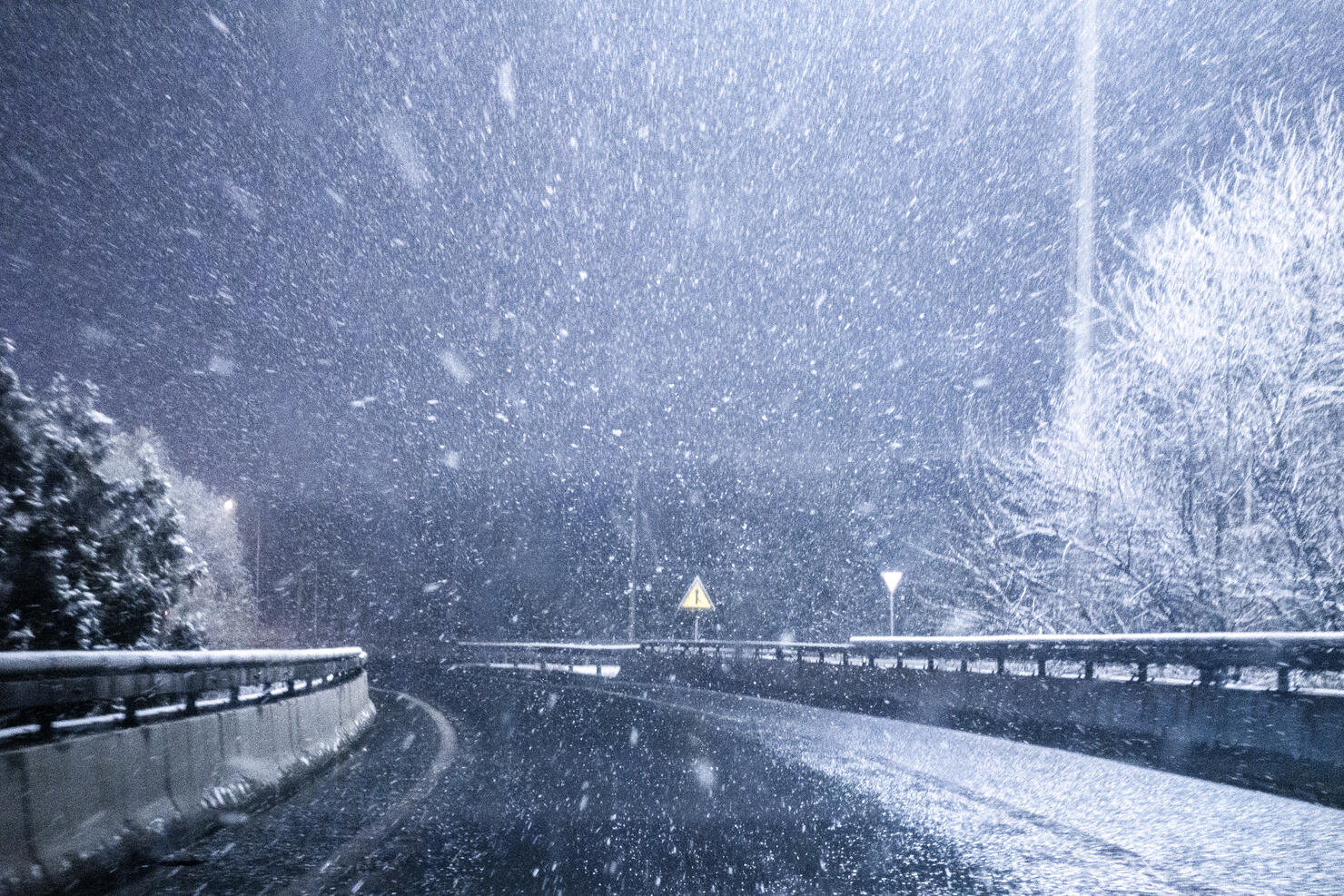 motorway  snow night