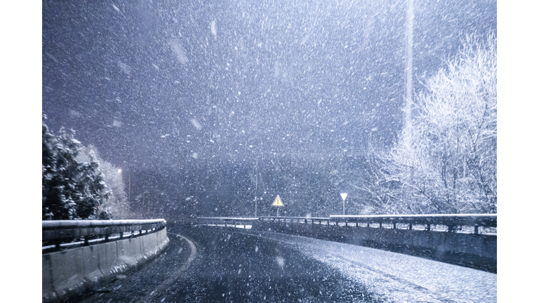 motorway  snow night