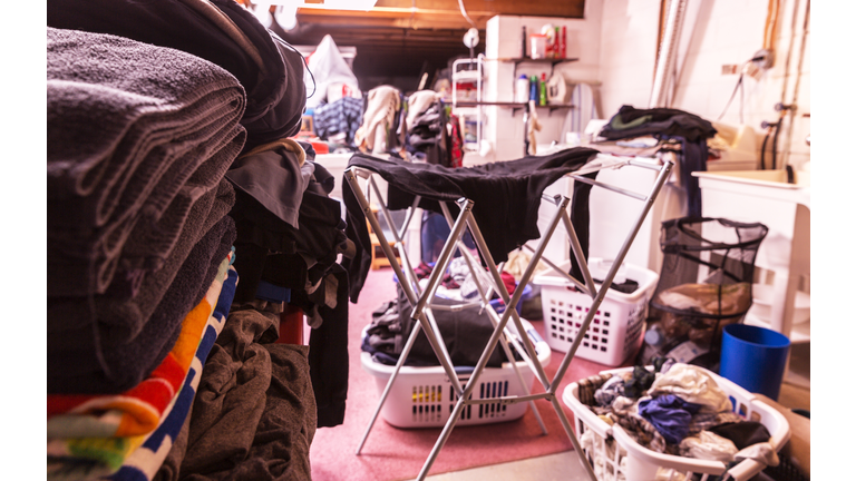 Big Family Basement Utility Room Laundry Day Chaos