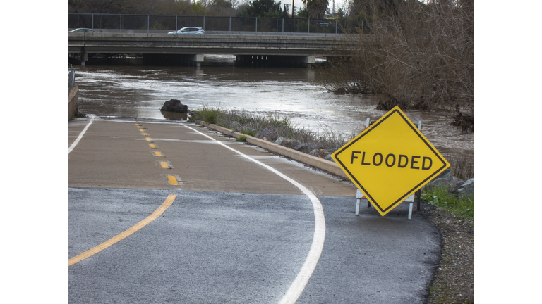 Flooded Guadalupe River San Jose, CA. 1-11-2017