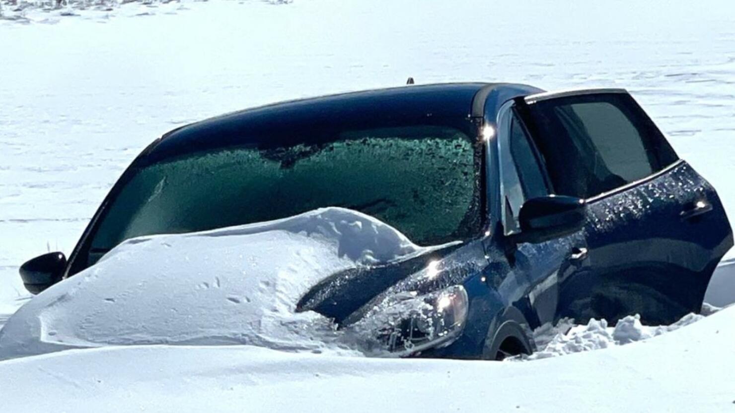 Car stuck in snow