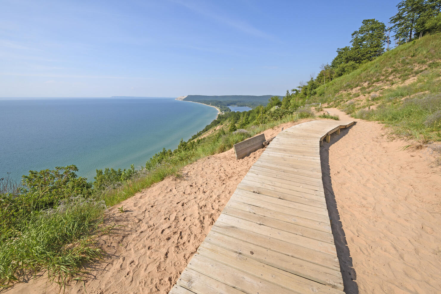 Boardwalk On A Sand Dune Trail In Sleeping Bear Dunes National Lakeshore In Michigan