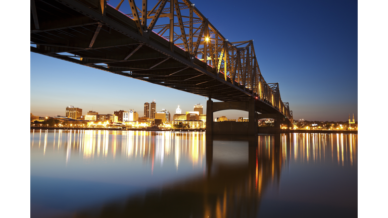 USA, Illinois, Peoria, City view at dusk