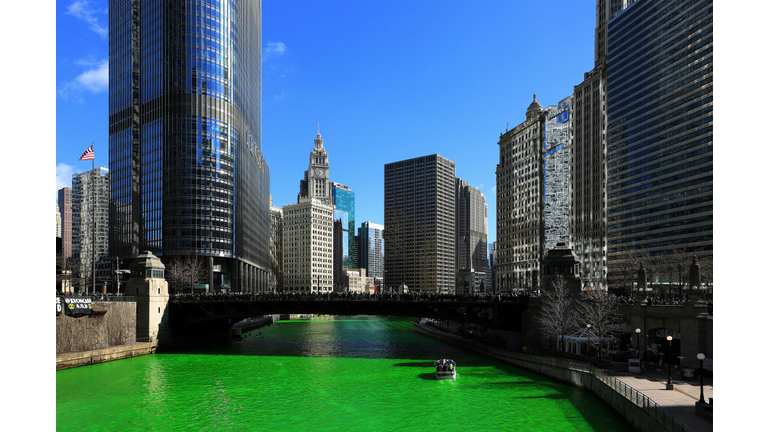 The Chicago River Goes Green For St. Patrick's Day 2019