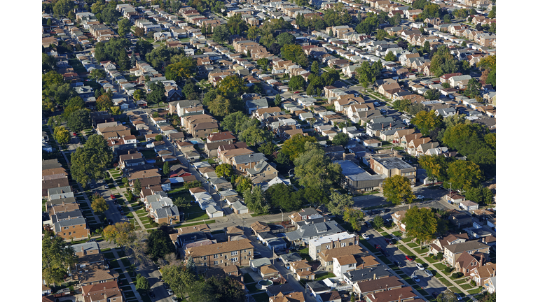 Cityscape of suburban housing in Chicago