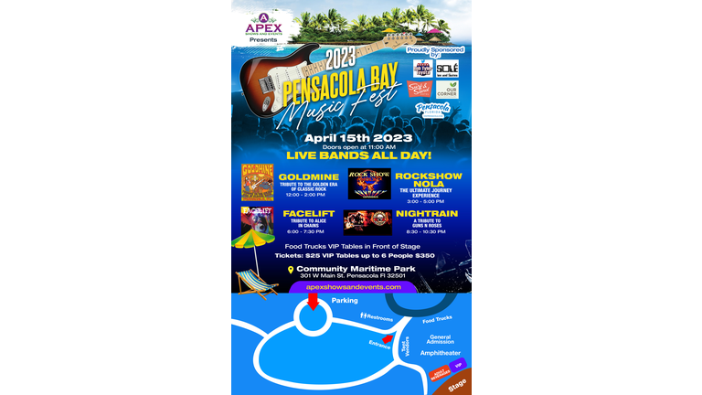 Site map Pensacola Bay Music Fest