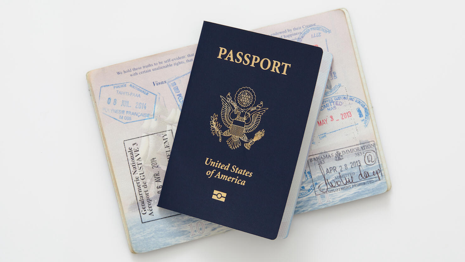 Studio shot of American passports
