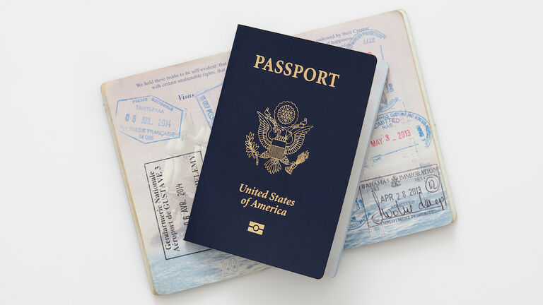 Studio shot of American passports