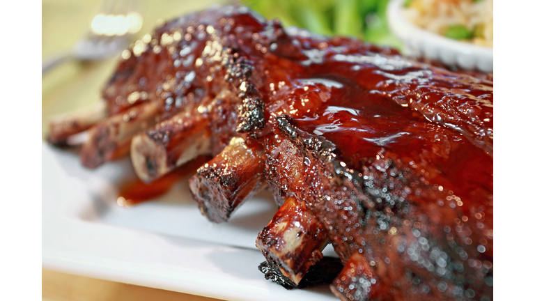 Rack of barbeque pork ribs