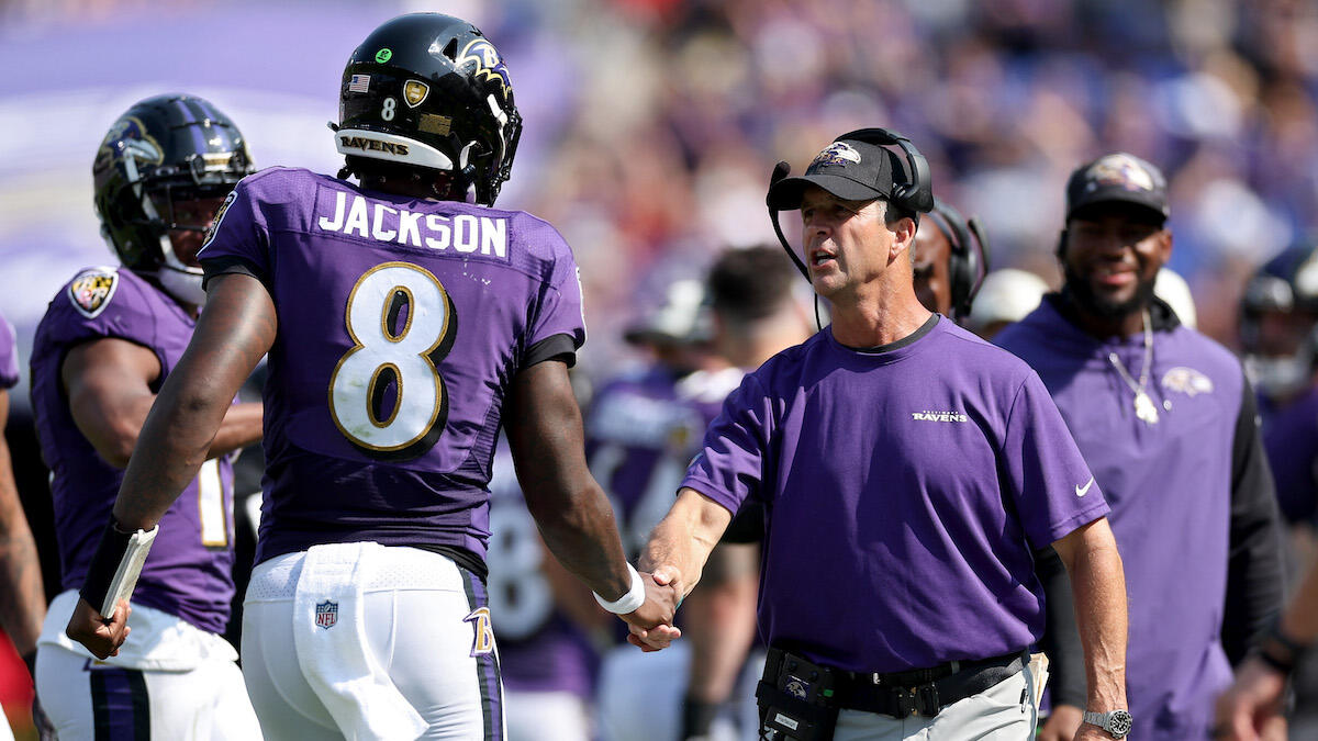 John Harbaugh talks about Lamar Jackson building with new offense