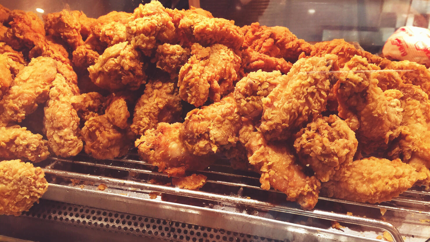 Deep Fried Chicken Wings On Display