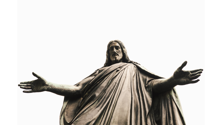 Low Angle View Of Jesus Christ Statue Against Clear Sky