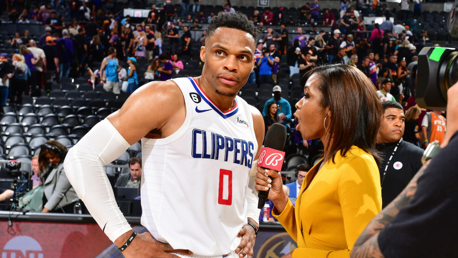 Watch- Russell Westbrook was heated at a fan before a game-winning