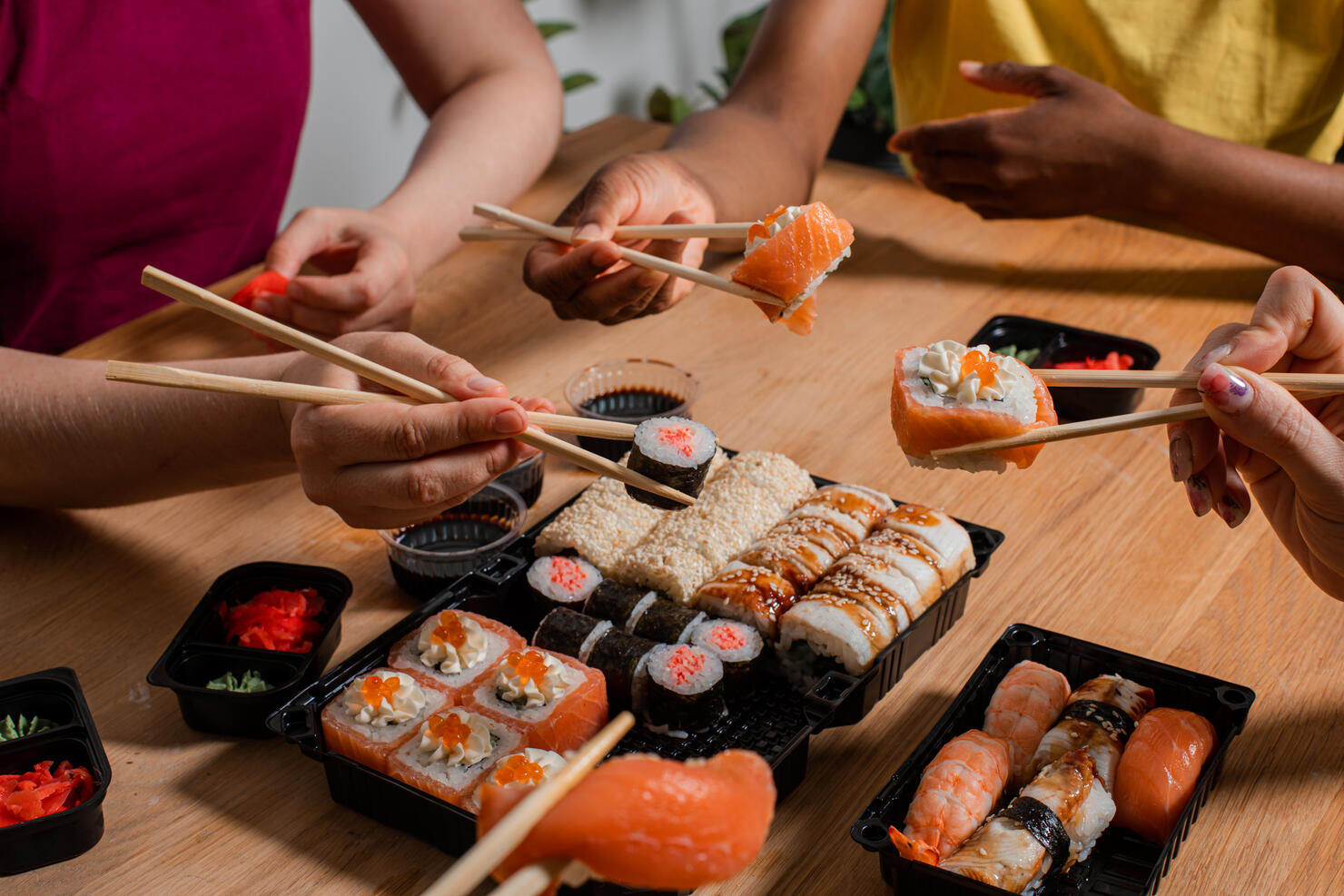 Sushi set for office workers, food delivery