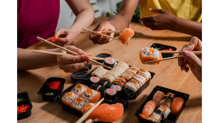 Sushi set for office workers, food delivery