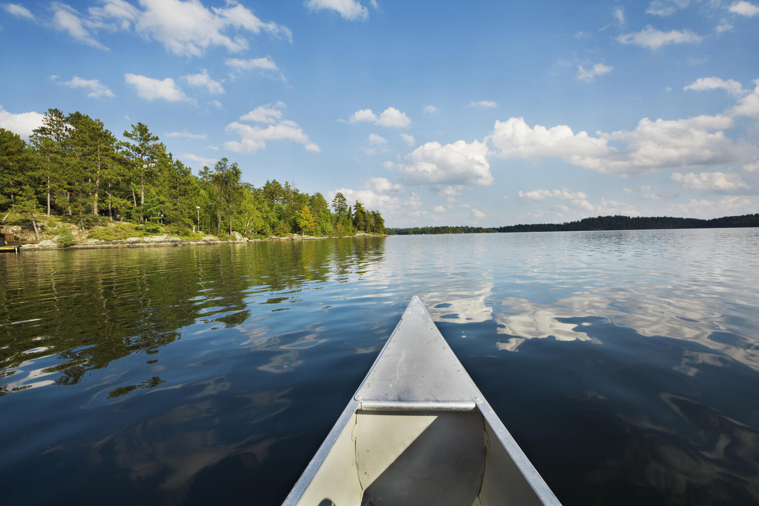 Minnesota Boundary Waters Canoe Area, Canoeing in Scenic Lake Landscape