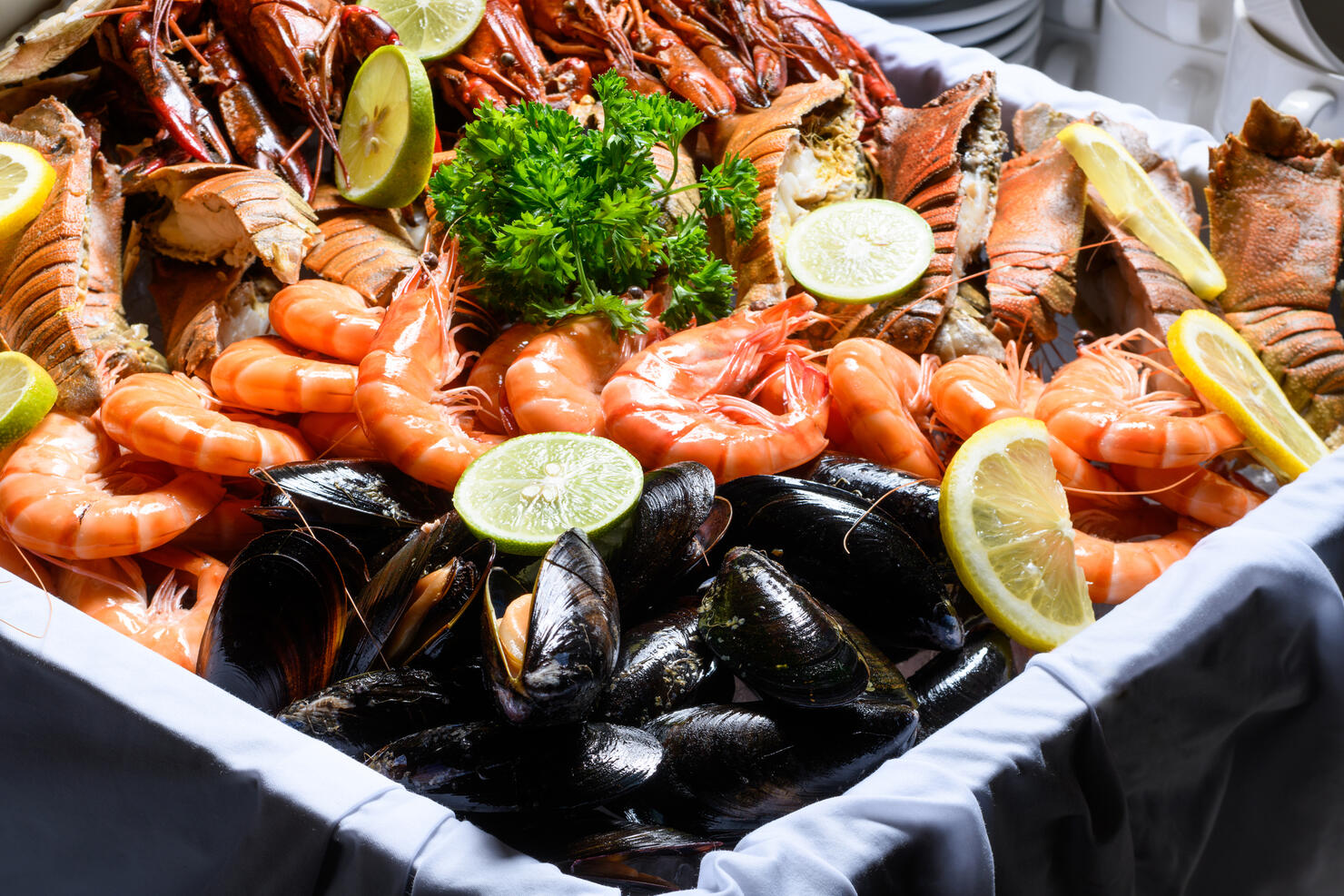 Close up of seafood in plate