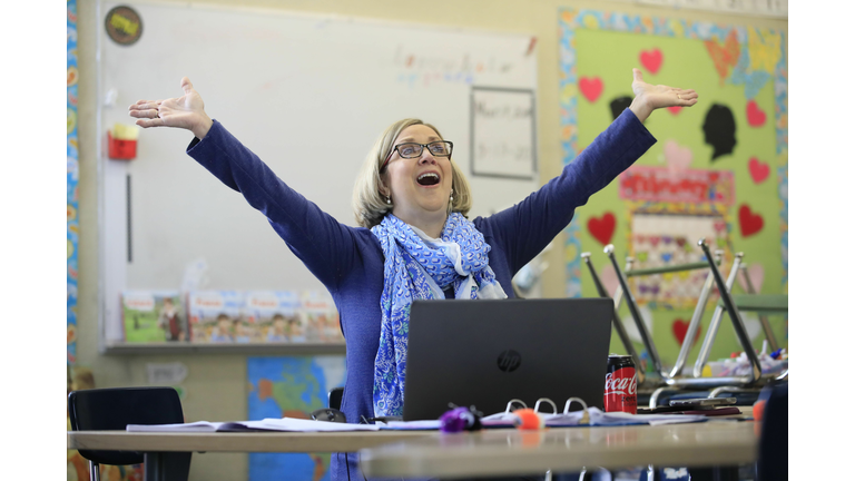 Teacher Instructs Remotely From Empty Classroom