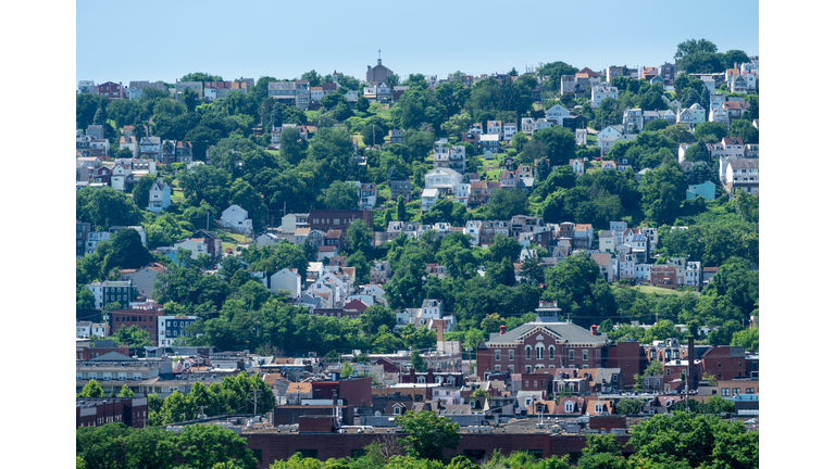 Heat haze over South Side slopes in Pittsburgh