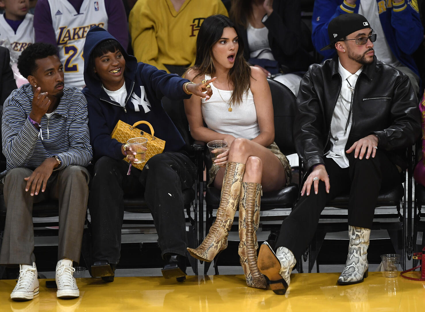 Kendall Jenner, Bad Bunny cozy up courtside at Lakers game