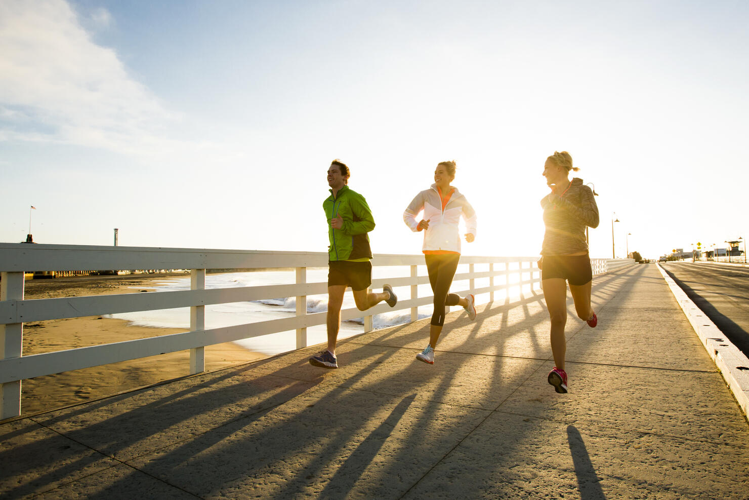 Jogging along the coast.