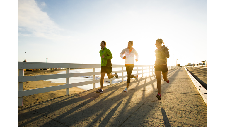 Jogging along the coast.