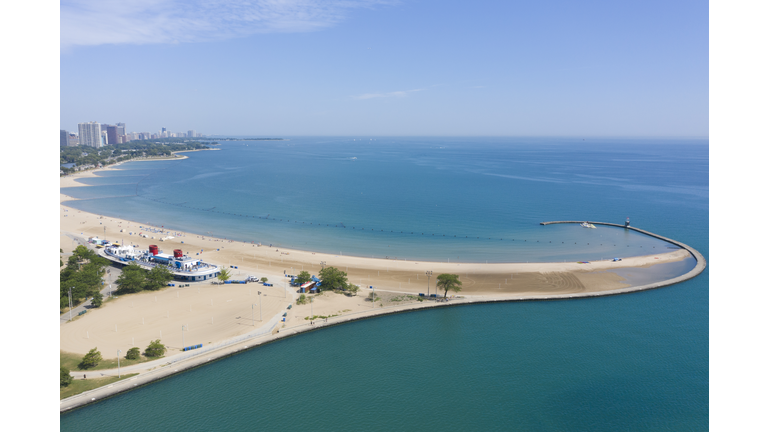 North Avenue Beach aerial view Chicago Illinois USA